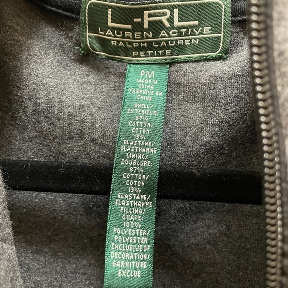 Lauren Active Ralph Lauren Gray Quilted Zip Up Jacket Size MP - Picture 3 of 4